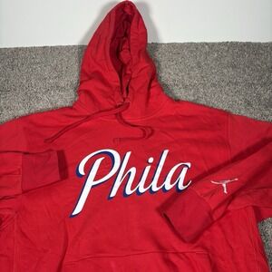 PHILADELPHIA 76ers Hoodie Mens L Red Jordan Brand Sweatshirt Pullover 'Phila'